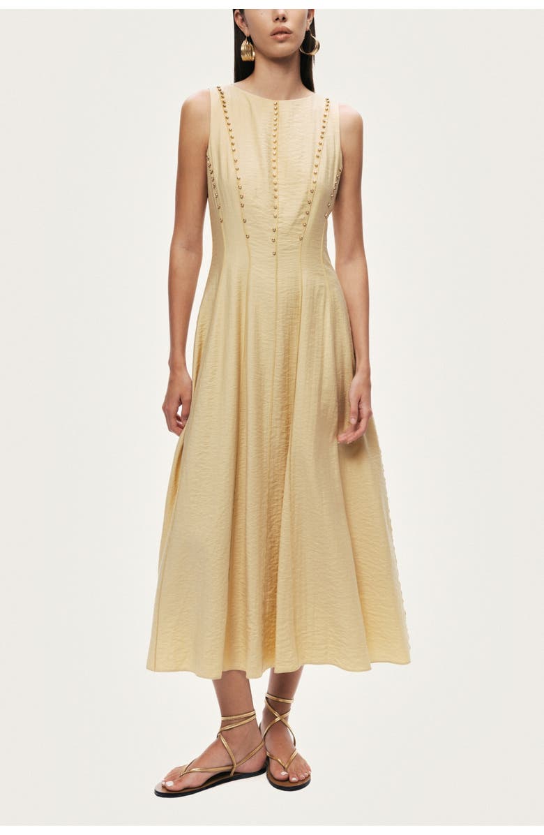Nocturne Sleeveless Textured Midi Dress, Main, color, Yellow