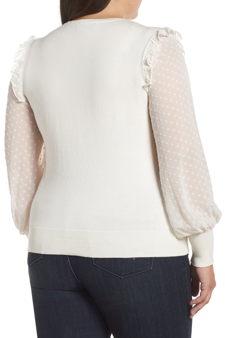 Clip Dot Ruffle Cardigan, Alternate, color, ANTIQUE WHITE