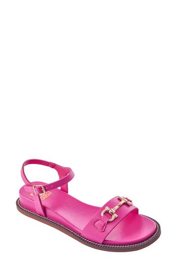 Ninety Union Madison Ankle Strap Flat Sandal In Fuchsia