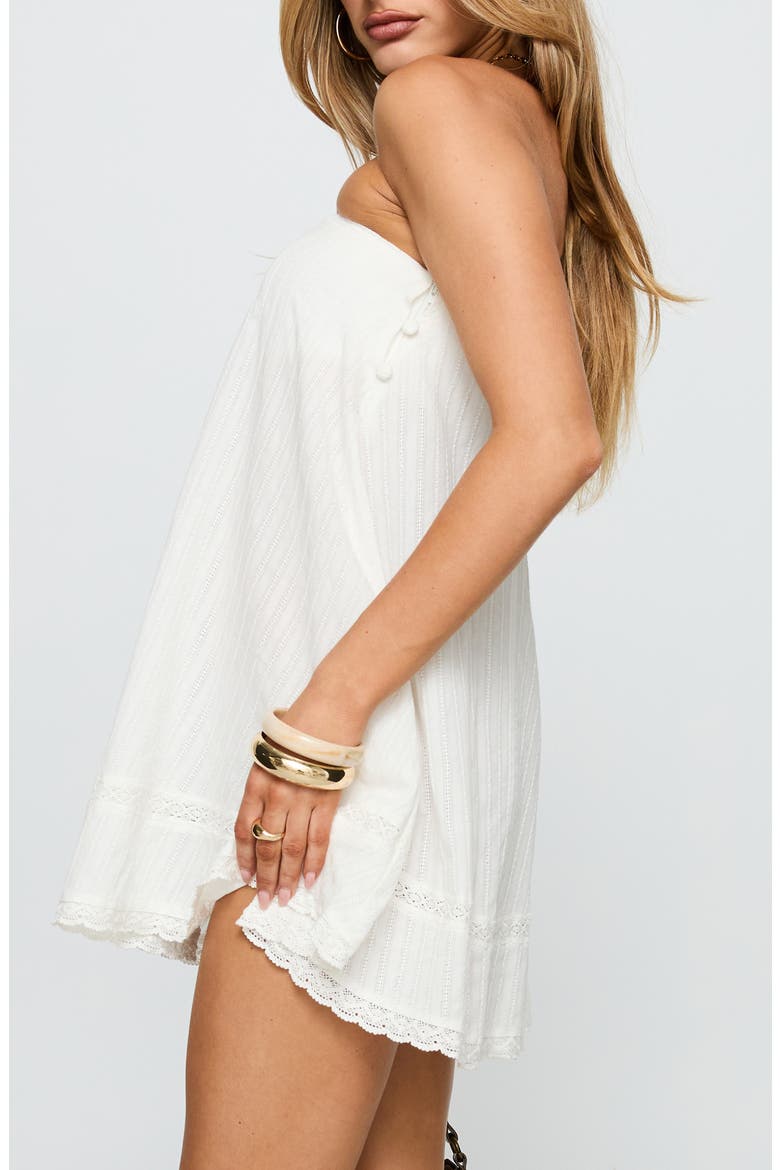 Strapless Swing Cotton Minidress, Alternate, color, WHITE