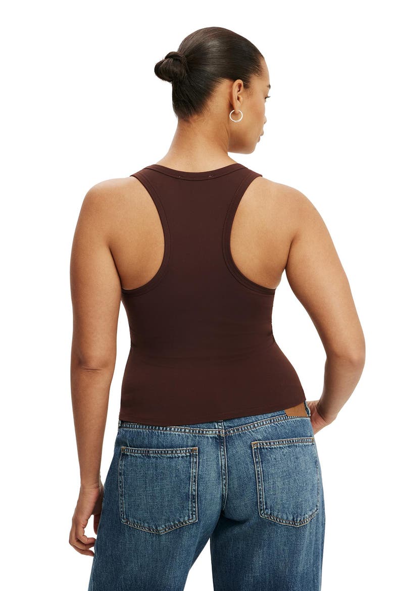 Women's Hold Me Scoop Neck Racerback Tank, Alternate, color, Dark Oak