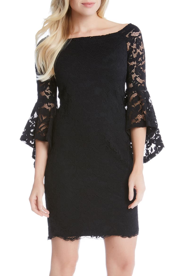 Samantha Lace Off the Shoulder Sheath Dress, Alternate, color, BLACK/ BLACK