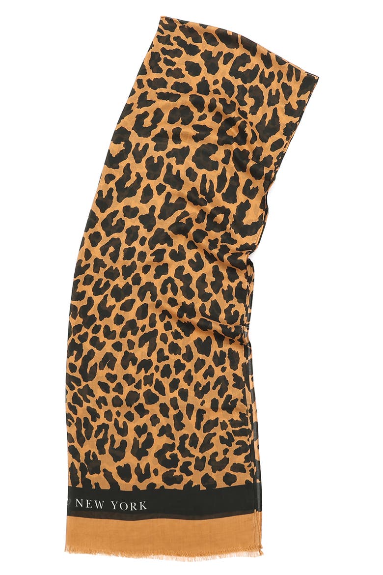 regal leopard modal oblong scarf, Alternate, color, PANELA/ BLACK