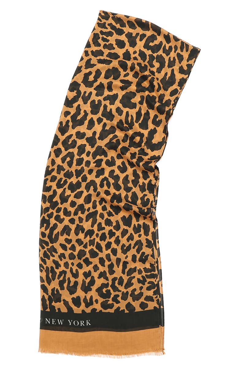 Kate Spade New York regal leopard modal oblong scarf, Alternate, color, 