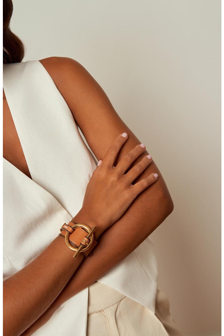 Origins Leather Bracelet, Alternate, color, Gold