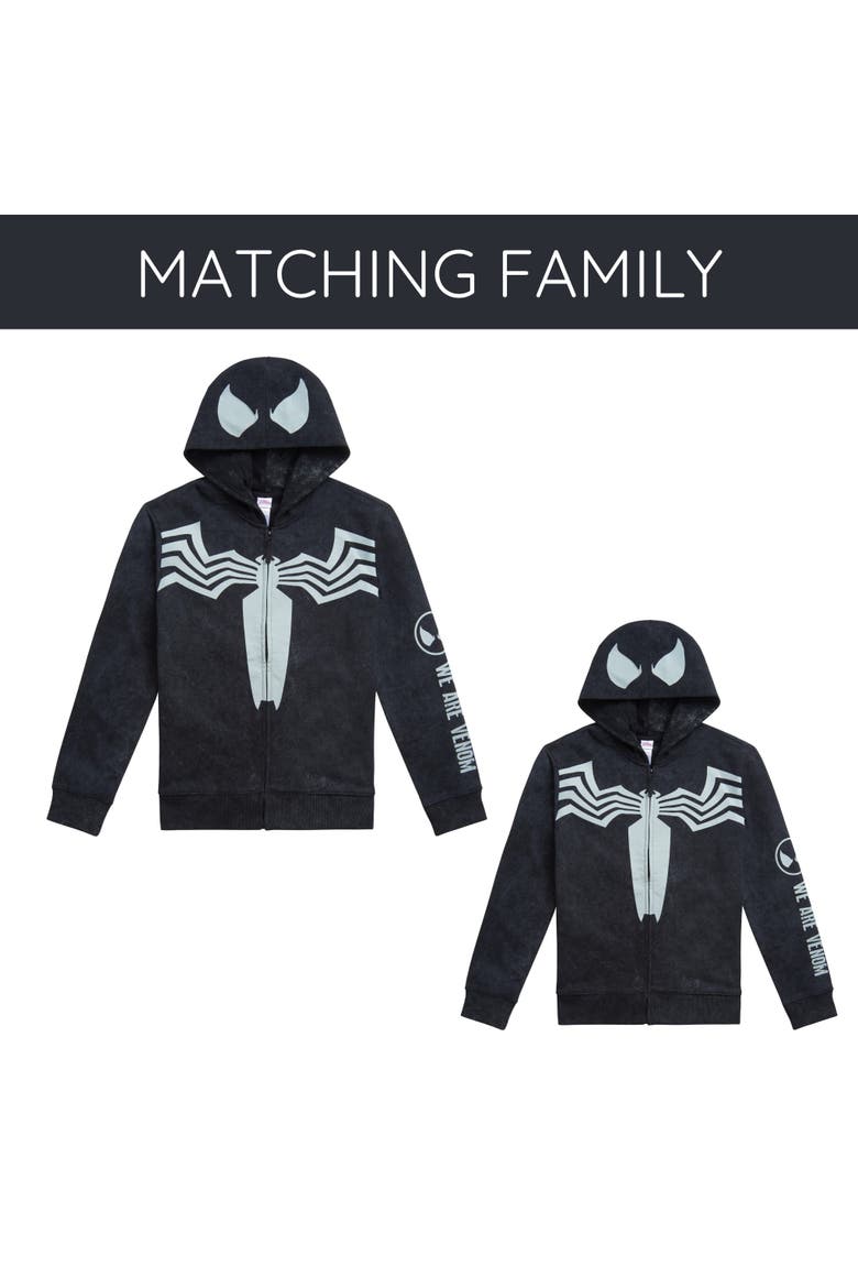 Spider-Man Fleece Zip-Up Hoodie, Alternate, color, Venom Mineral Black