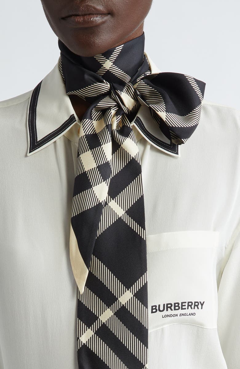 Burberry Reverse Check Silk Scarf, Alternate, color,