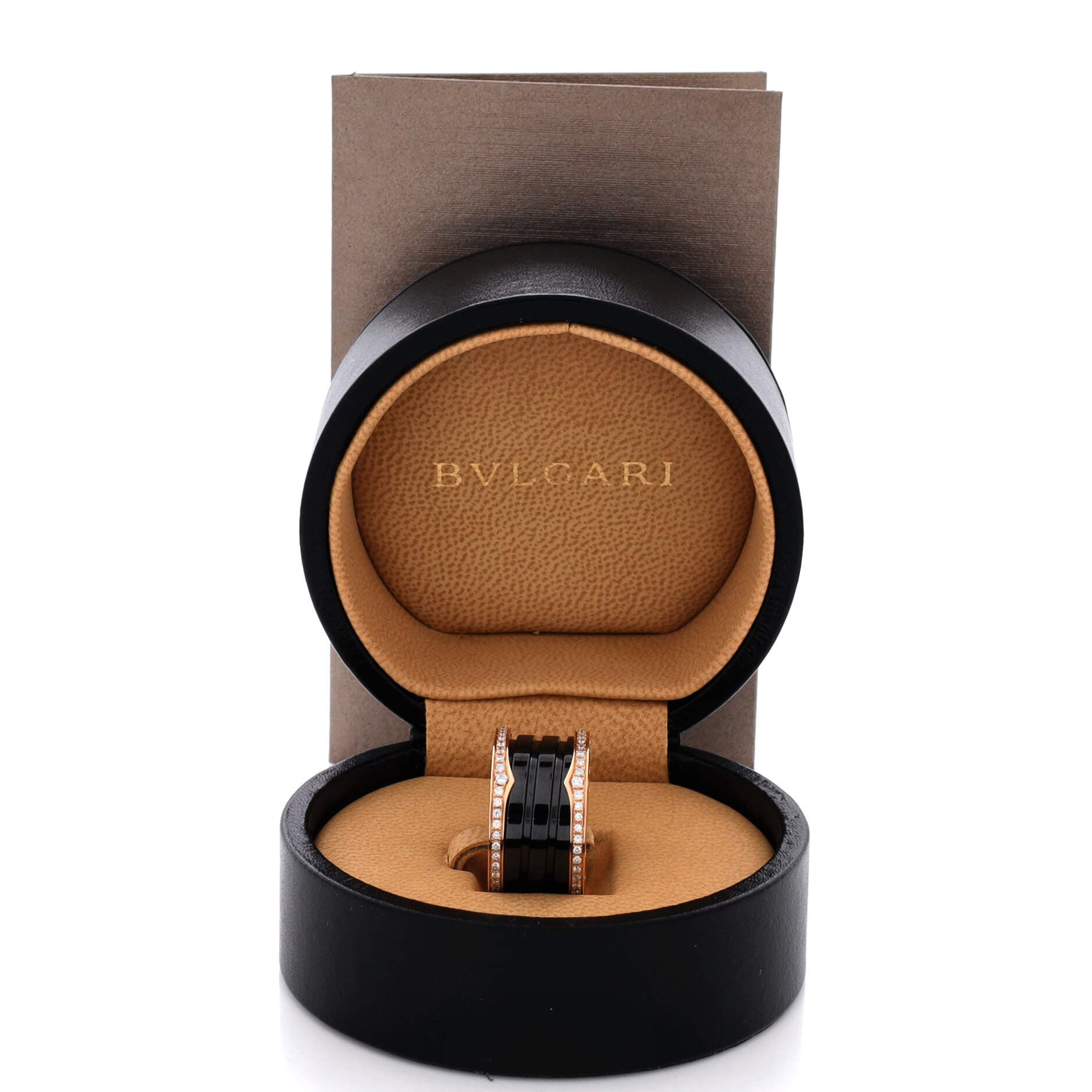 B.Zero1 Three Band Ring 18K Rose Gold and Ceramic with Diamonds, Alternate, color, Metallic Gold
