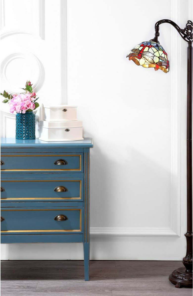 JONATHAN Y Dragonfly Tiffany-Style 60" Arched LED Floor Lamp, Bronze, Alternate, color, Bronze