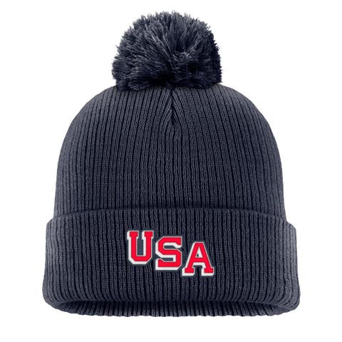 Men's Nike Navy US Hockey Peak Cuffed Knit Hat with Pom