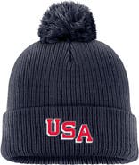 Nike Men's Nike Navy US Hockey Peak Cuffed Knit Hat with Pom