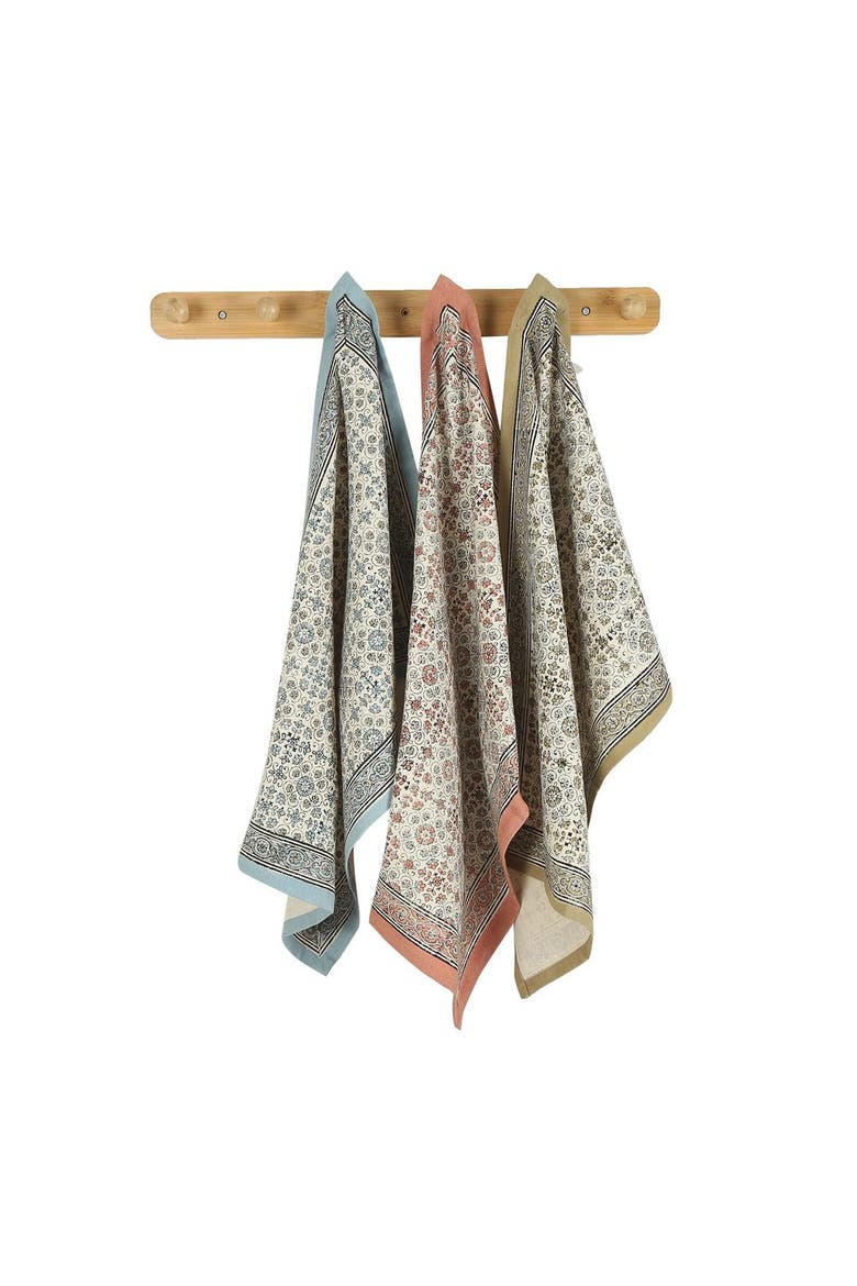 Lily - Hand Block Printed Kitchen Towel, Alternate, color, River