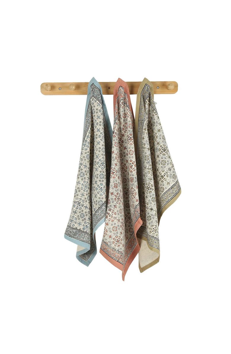 Sustainable Threads Lily - Hand Block Printed Kitchen Towel, Alternate, color, River