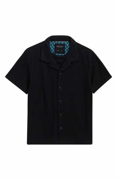 DENIM AND FLOWER Kids' Textured Stripe Camp Shirt