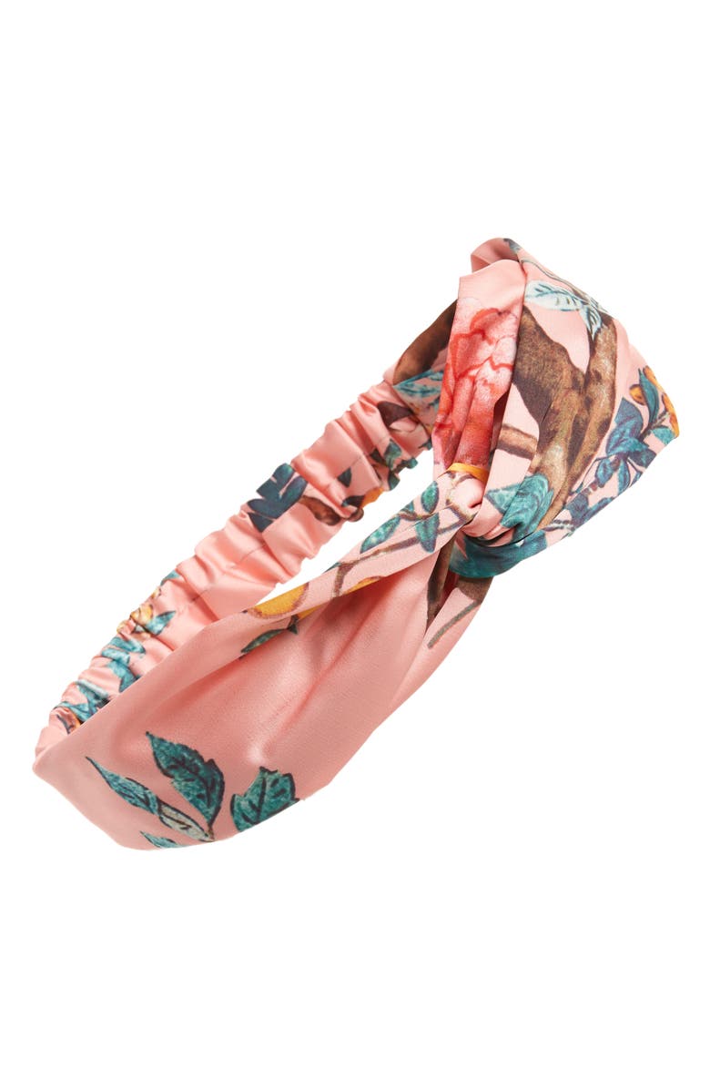 Cara Floral Forest Print Head Wrap, Main, color, 