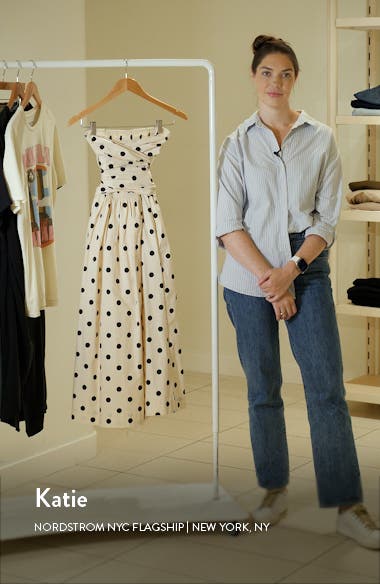 En Saison Josephine Polka Dot Strapless Cotton Midi Sundress