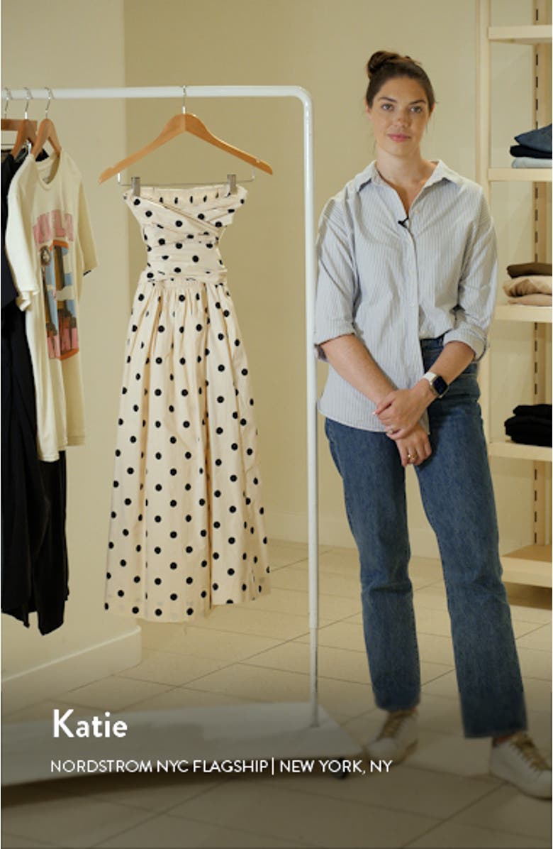 Josephine Polka Dot Strapless Cotton Midi Sundress, sales video thumbnail