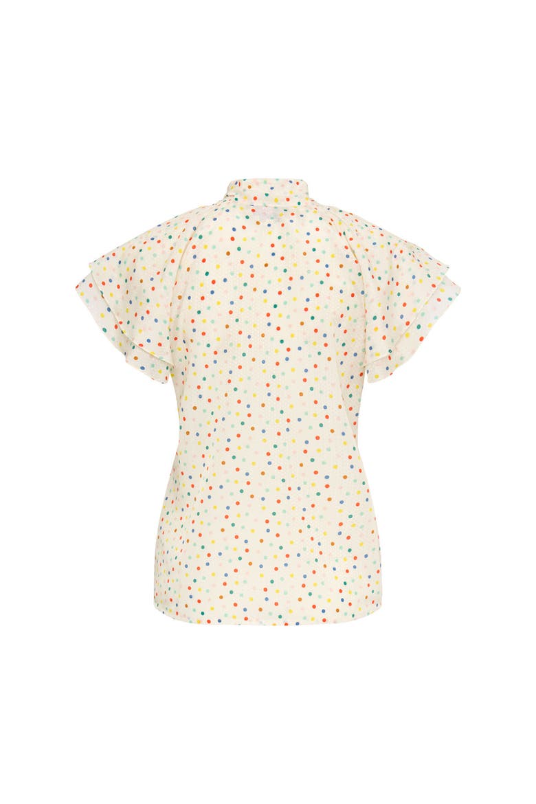 Printed Blouse With Pleating And Bow Tie, Alternate, color, Ecru Multicolour