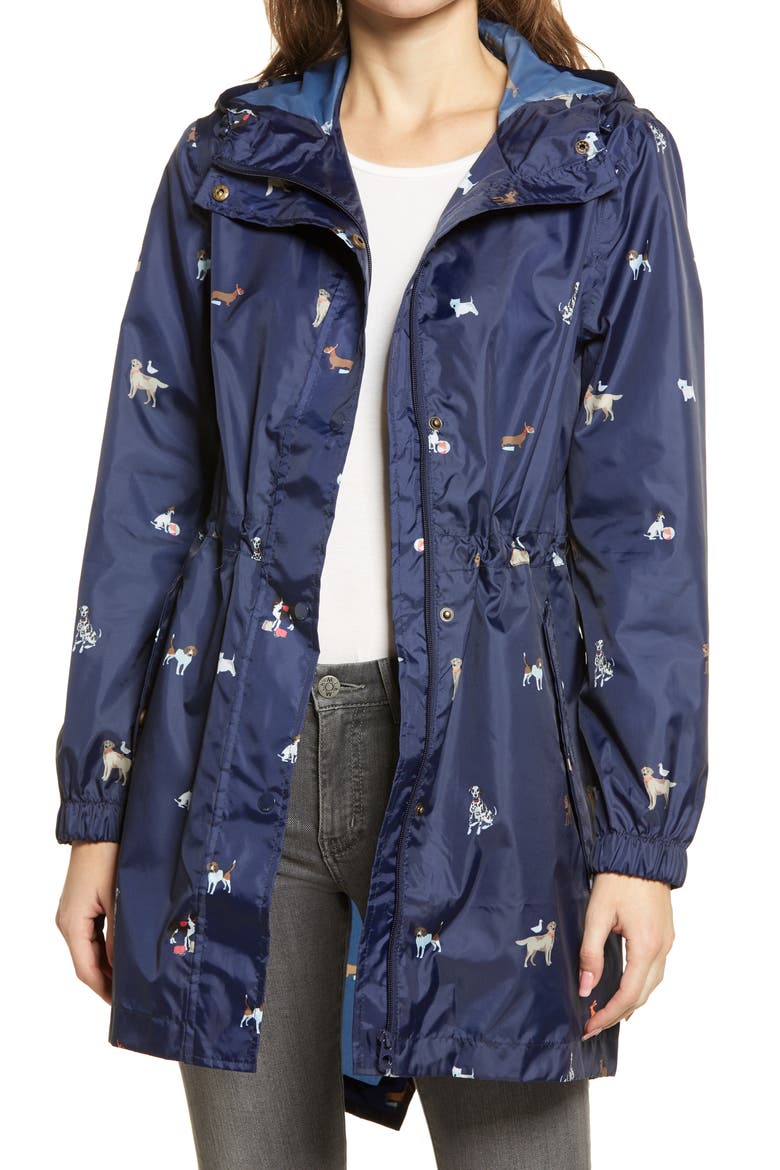 Golightly Print Raincoat, Main, color, NAVY DOGS