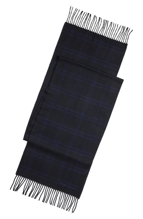 Plaid Cashmere Fringe Scarf