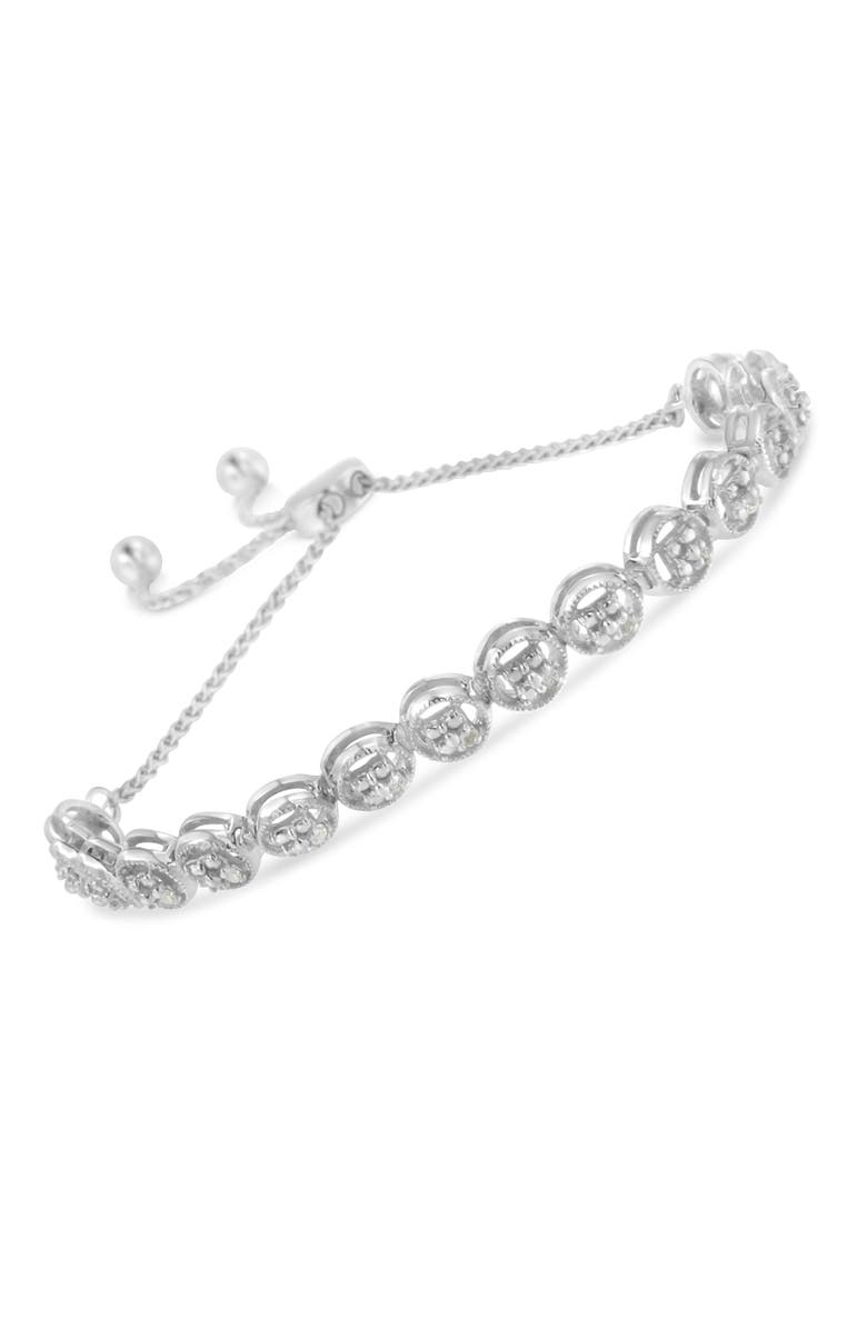Haus of Brilliance Silver 1/10 Cttw Diamond Bolo Bracelet, Alternate, color, White