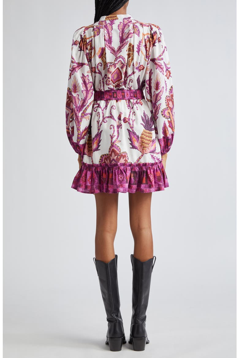 Sunset Tapestry Long Sleeve Belted Shirtdress, Alternate, color, SUNSET TAPESTRY OFF-WHITE