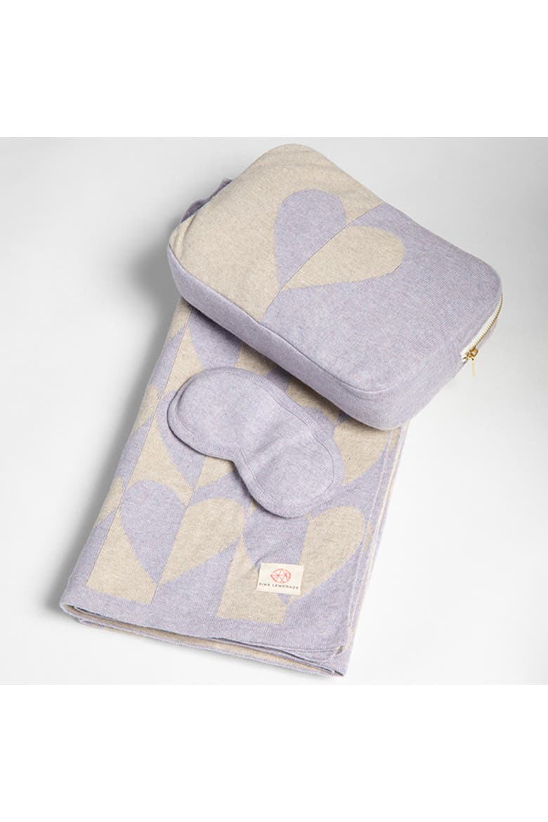 Amore Organic Cotton Travel Blanket and Eye Mask Set, Alternate, color, Lavender