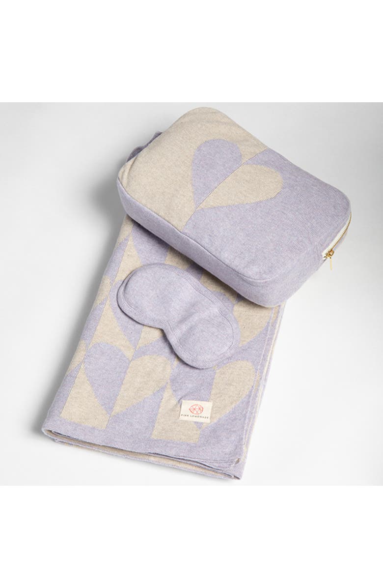 Pink Lemonade Amore Organic Cotton Travel Blanket and Eye Mask Set, Alternate, color, Lavender