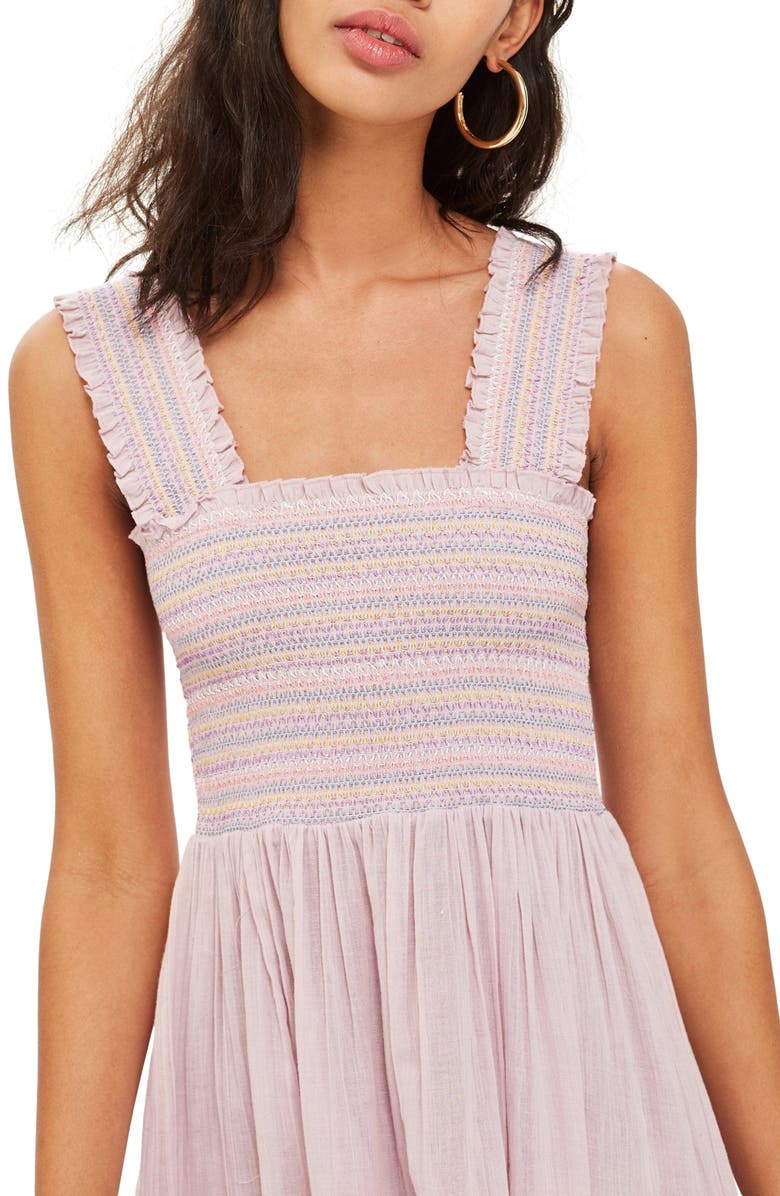 Topshop Smocked Mini Sundress, Alternate, color,