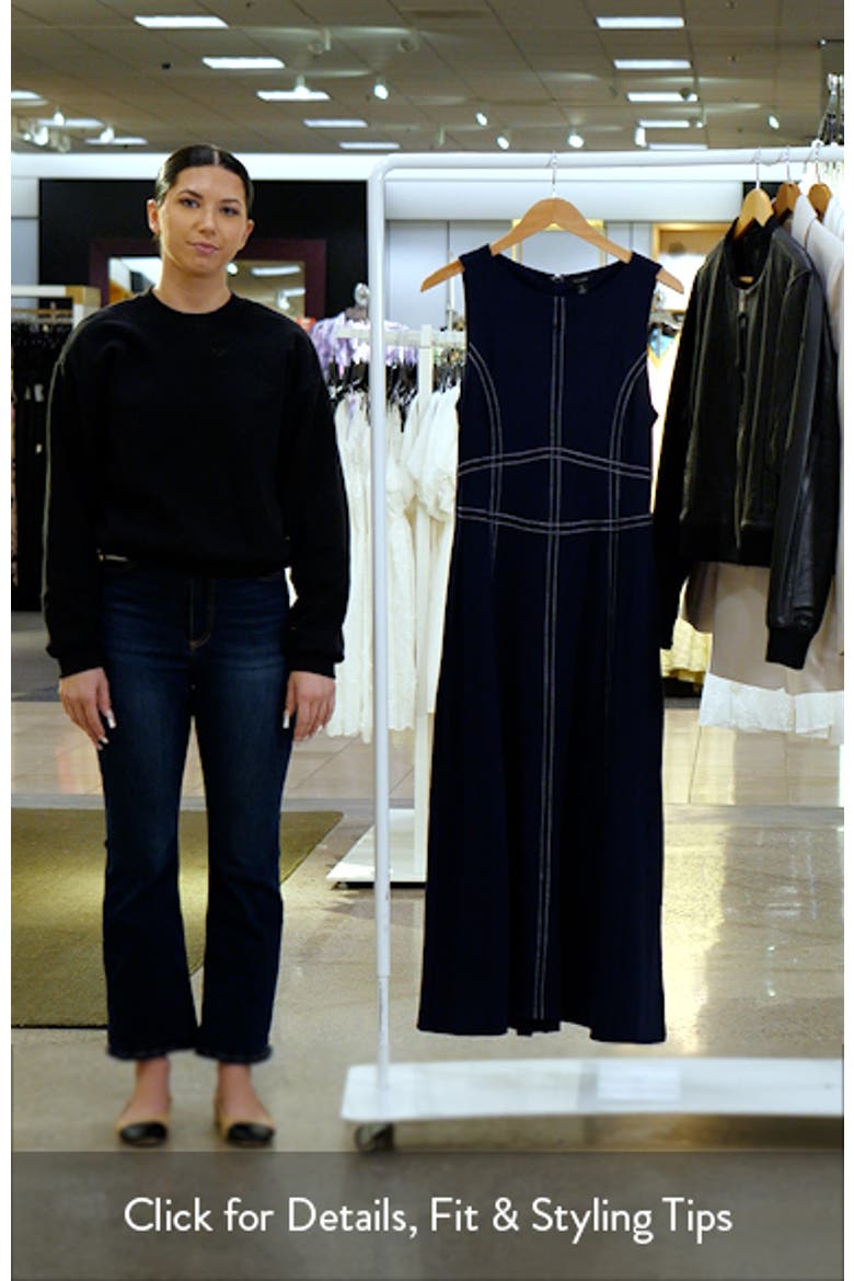 Contrast Topstitch Sleeveless Midi Dress video