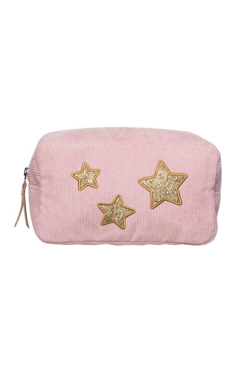 Totalee Gift Gold Star Corduroy Cosmetic Bag Polyester Gold, Main, color, Pink