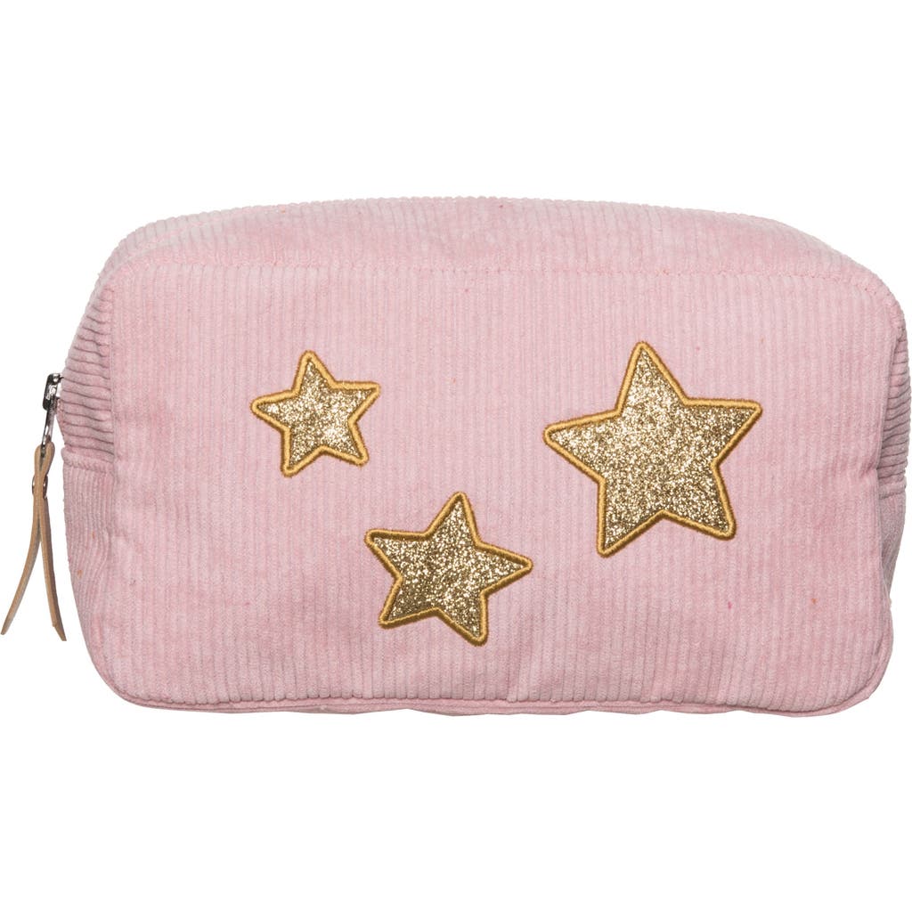 Totalee Gift Gold Star Corduroy Cosmetic Bag Polyester Gold In Pink