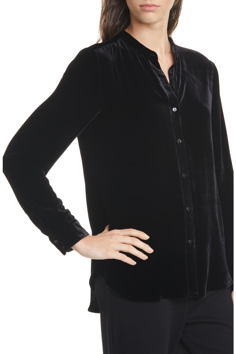 Long Velvet Shirt, Alternate, color, BLACK
