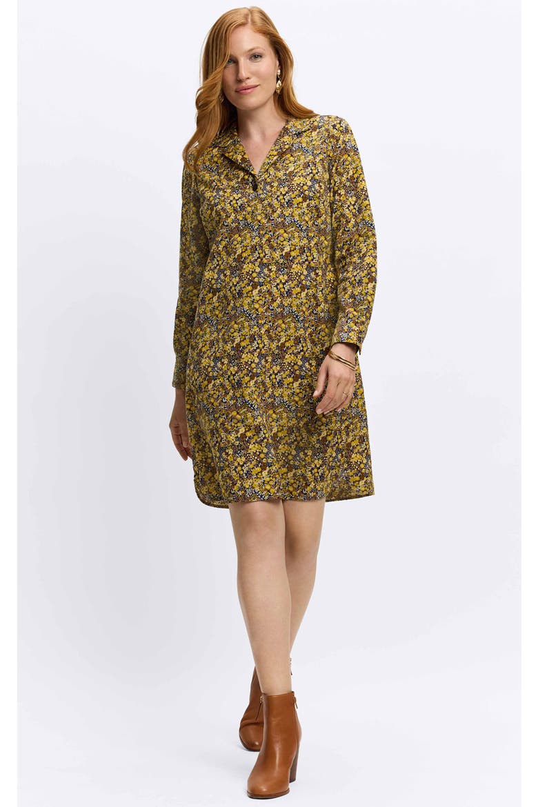 Sloane Ditsy Floral Long Sleeve Shirtdress, Alternate, color, MULTI YELLOW