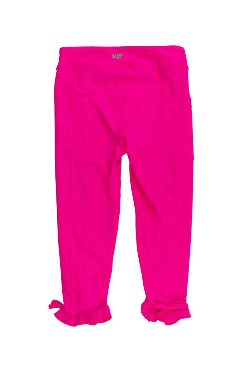 RuffleButts UPF50 Active Pocket Ruffle Legging, Alternate, color, Neon Magenta Bows