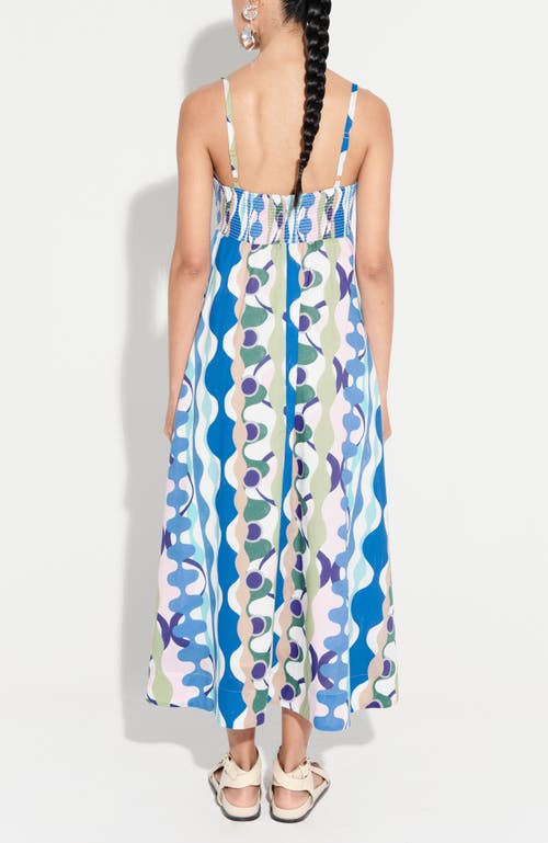 De Loreta Veracruz Spaghetti Strap Cotton Midi Sundress In Multi