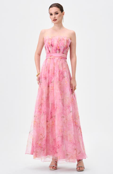 Meira Strapless Frill Gown