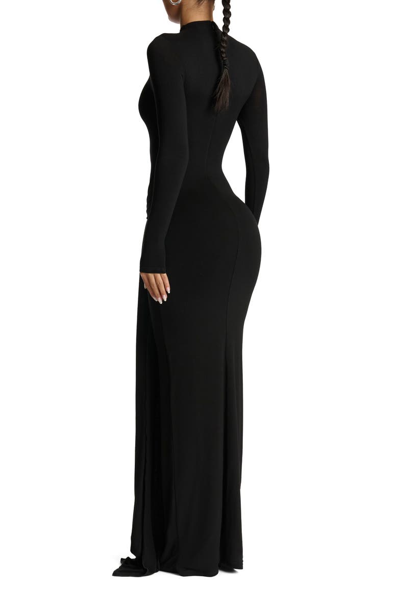 Naked Wardrobe Tie Front Long Sleeve Maxi Dress, Alternate, color,