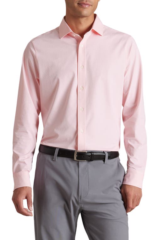 Rhone Commuter Semi Spread Collar Performance Button-up Shirt In Pink Mini Windowpane