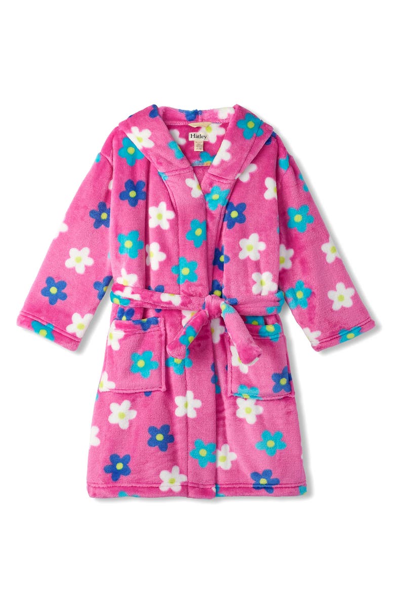 Hatley Kids' Daisy Print Hooded Fleece Robe, Main, color, 