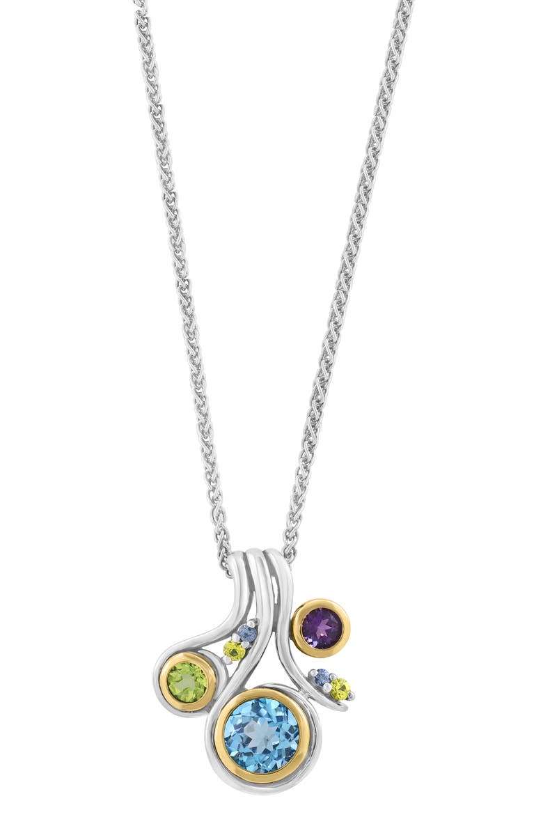 EFFY Bezel Set Gemstone Cluster Pendant Necklace, Main, color, Blue