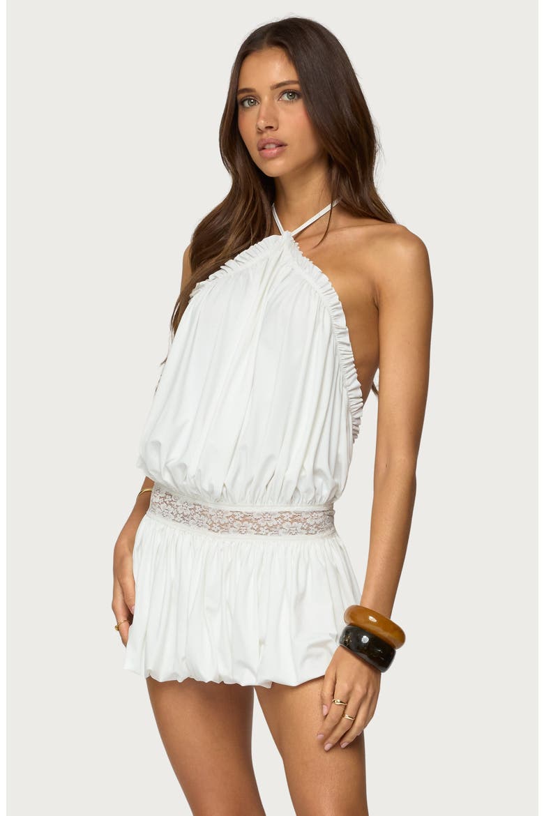 Aida Open Back Bubble Hem Minidress, Alternate, color, WHITE
