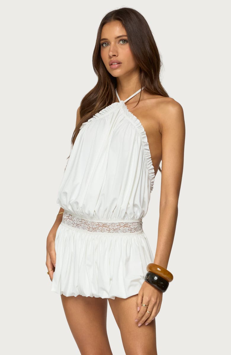 EDIKTED Aida Open Back Bubble Hem Minidress, Alternate, color, White