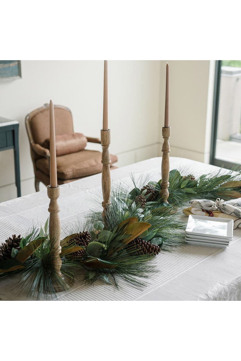6' Magnolia, Eucalyptus, Pinecone, & Needle Pine Garland, Alternate, color, Green