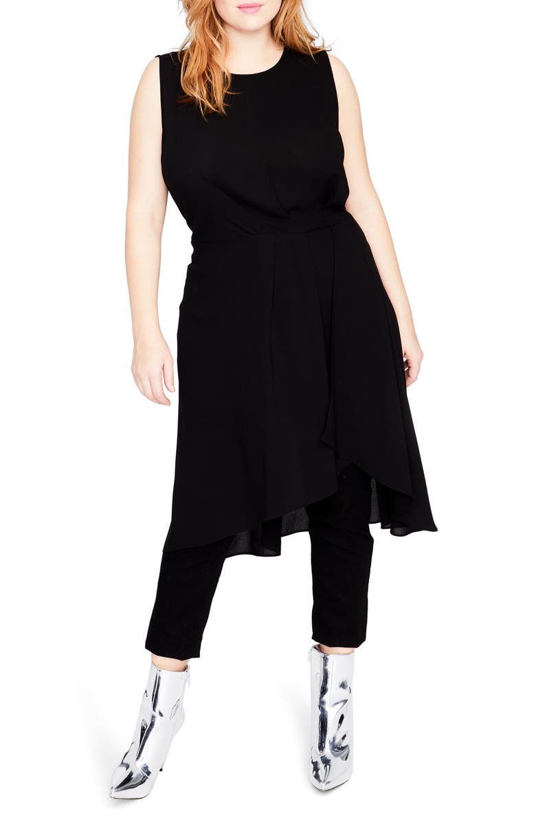 RACHEL Rachel Roy Sleeveless Cascade Tunic Dress, Main, color, 