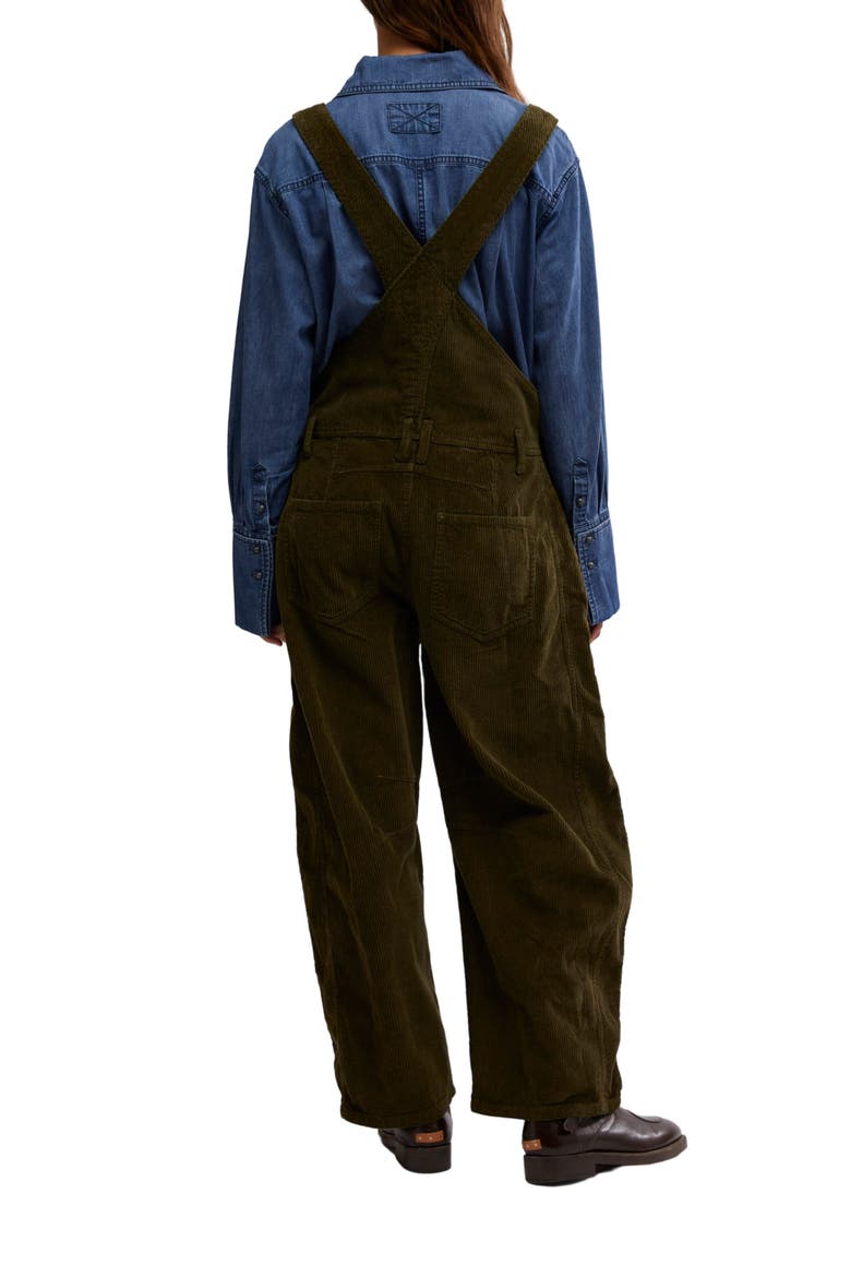 Good Luck Barrel Leg Corduroy Overalls, Alternate, color, FIR GREEN
