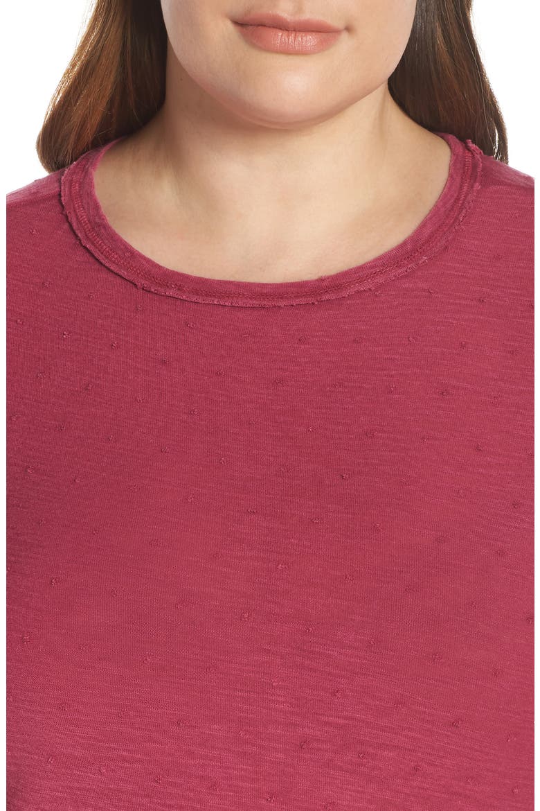 Textured Roll Sleeve Tee, Alternate, color, PURPLE FUCHSIA