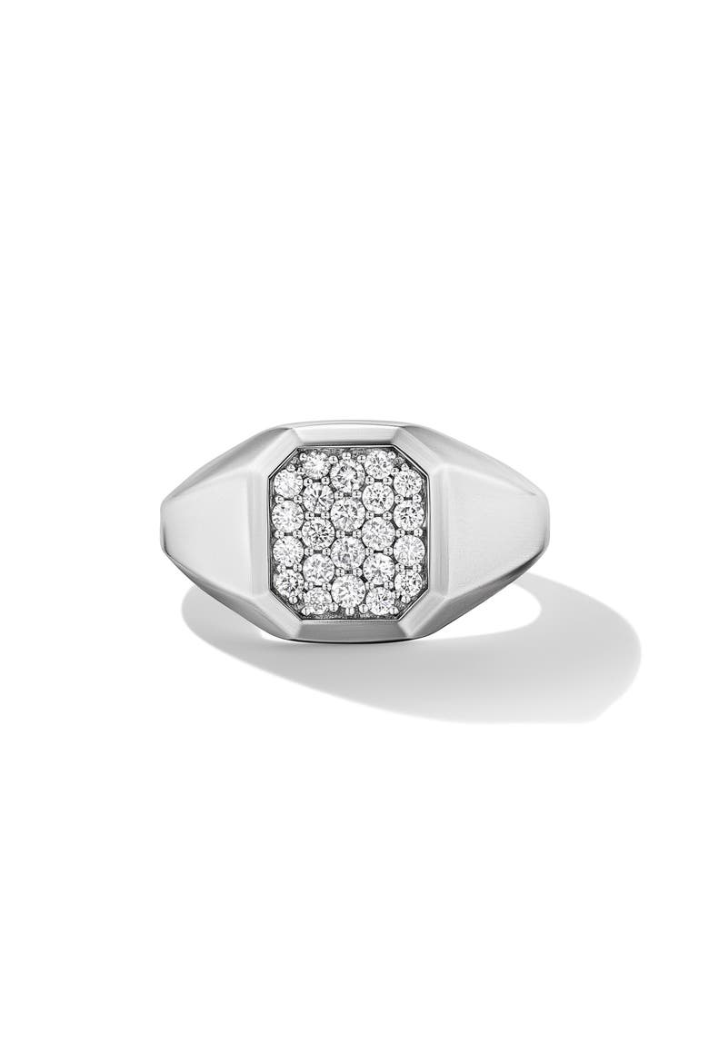 Men's Streamline® Signet Ring in Sterling Silver, 14mm, Main, color, STERLING SILVER/ DIAMOND