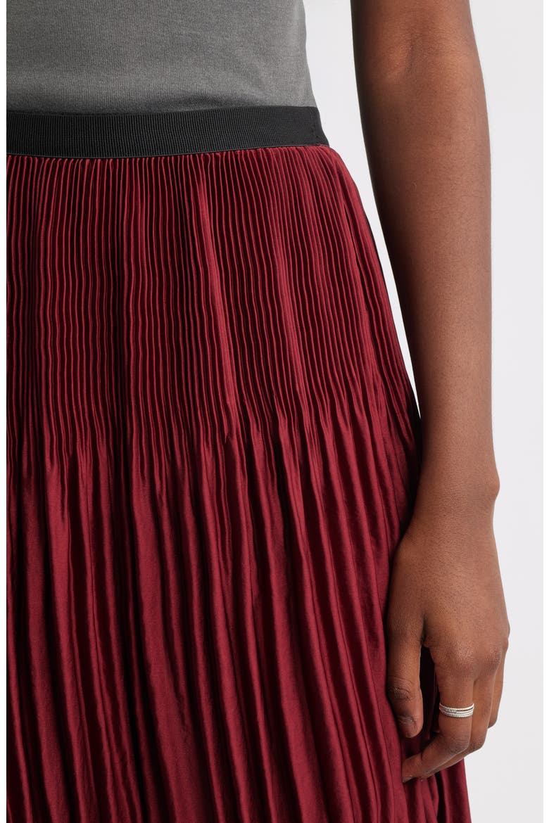 Pleated Satin Midi Skirt, Alternate, color, RED GRAPE