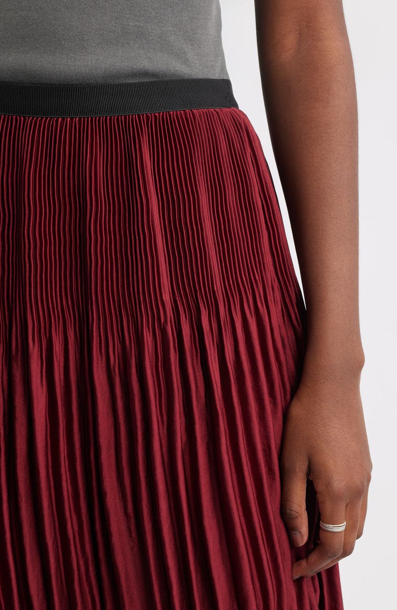 Treasure & Bond Pleated Satin Midi Skirt, Alternate, color, Red Grape